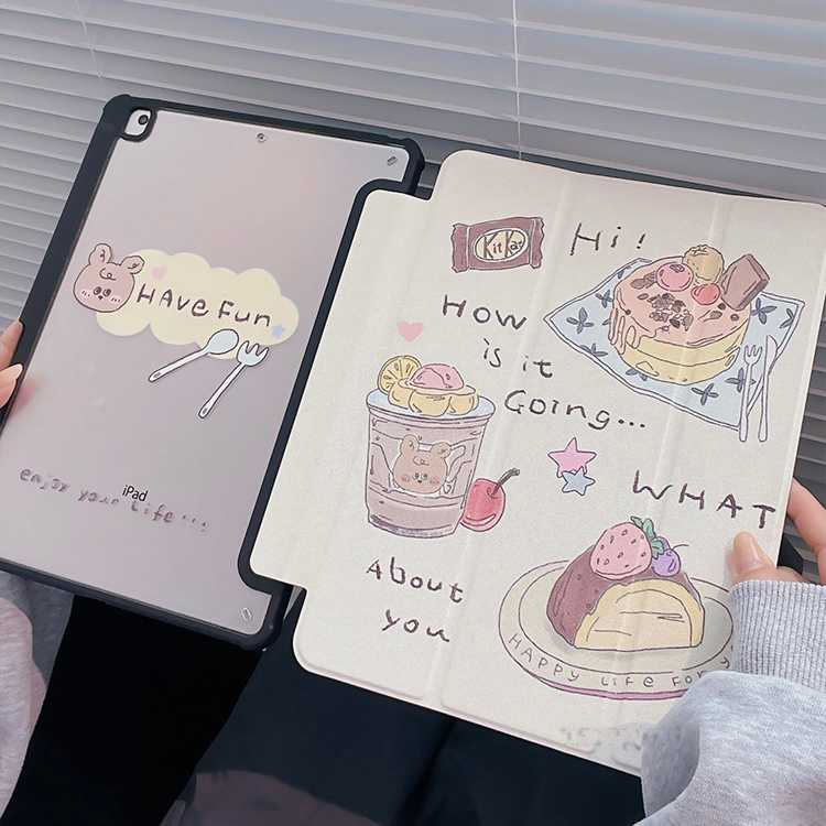 พร้อมส่ง เคสไอแพด Dessert Cake Gen9 MINI7 pro11 2024 Air5 อะคริลิค ช่องใส่ปากกาขวา เคส ipad Air6 11