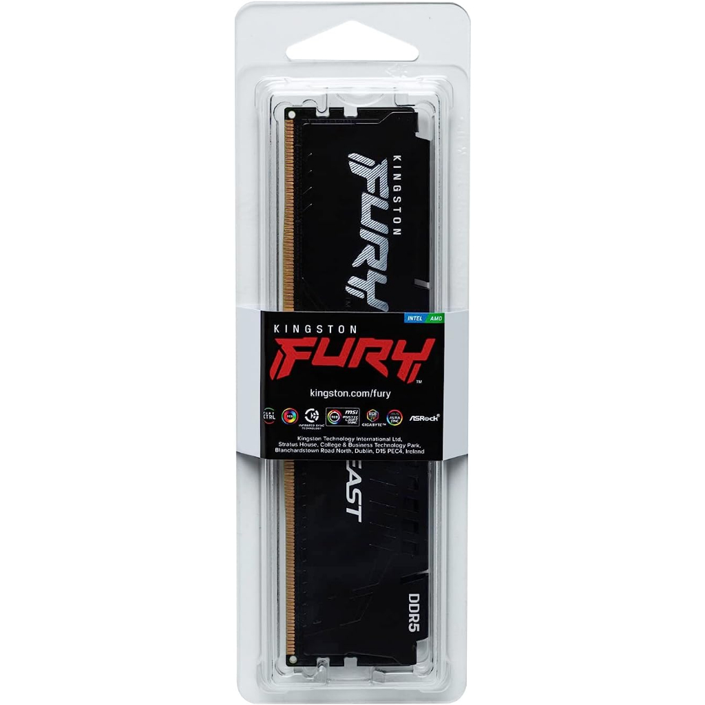 16GB (16GBx1) DDR5 4800MHz RAM KINGSTON FURY BEAST DDR5 (BLACK) (KF548C38BB-16)