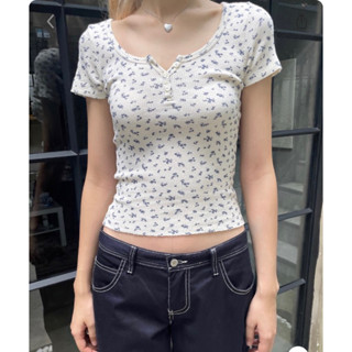 Brandy Melville Zelly Floral Waffle Top