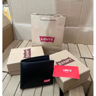 🇹🇭พร้อมส่ง Levi’s กระเป๋าสตางค์ผู้ชาย ใบสั้น พร้อมอุปกรณ์ครบเซ็ต