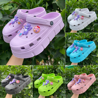 💦พร้อมส่ง💦รองเท้าหัวโต รองเท้าทรงรถถัง ลายหมีแคร์แบร์น่ารักๆ เสริมส้น 4 ซม. พื้นนิ่ม น้ำหนักเบา