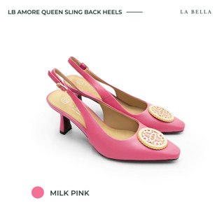 LA BELLA รุ่น LB AMORE QUEEN  SLING BACK HEELS - MILK PINK