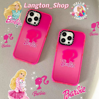 🌈Langton🌸การ์ตูน Barbie doll iphone 11 14 pro maxโปร่งแสง สีชมพู หวานสวย เรียบง่าย ไล่ระดับ case for iPhone 12 13