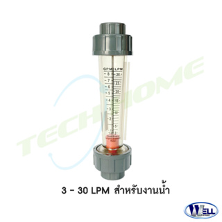 WELL PRZ-20 (เดิม Z-5015 &amp; Z-5025) Flowmeter Plastic Rotameter (Size 3/4" BSP) # สำหรับงานน้ำ (Water)