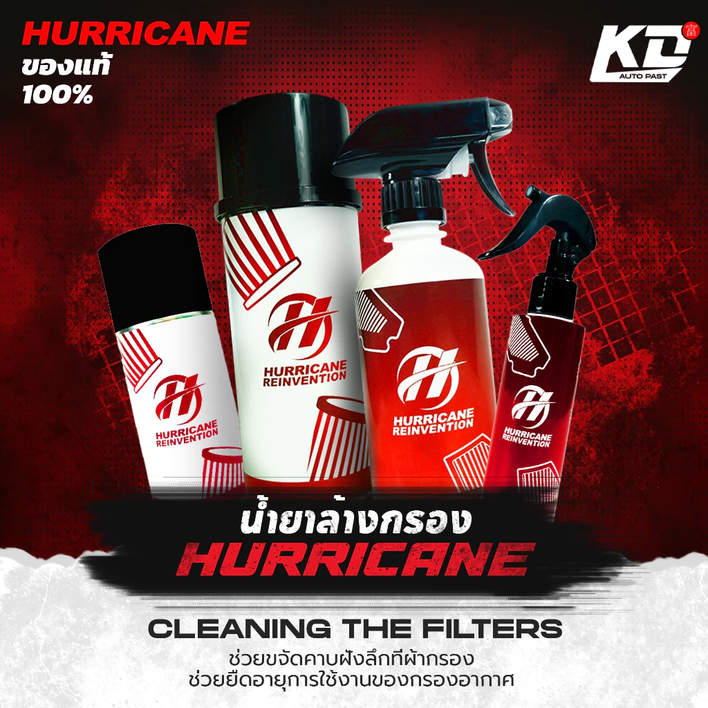 น้ำยาล้างกรองอากาศ Hurricane เฮอร์ริเคน แท้100% น้ำยาทำความสะอาดกรองแต่ง  ล้างกรอง น้ำยาเคลือบกรองอากาศ ผ้าและสแตนเลส