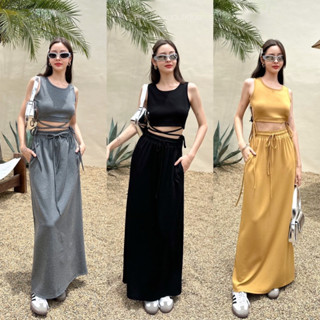 𝗡𝗲𝘄 𝗔𝗿𝗿𝗶𝘃𝗮𝗹☁️☀️✨crossy set(430฿ฟรีส่ง) เซตเสื้อกล้าม ดีไซน์มีเชือก2ฝั่งสามารถผูกไขว้รอบเอวได้หลายแบบ กระโปรงยาว onseason