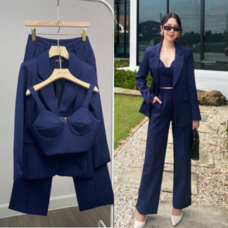 ราคาถูกที่สุด!! CHARISSA 70010 BLAZER + CROP + Pants ม่วง, แดง, กรม