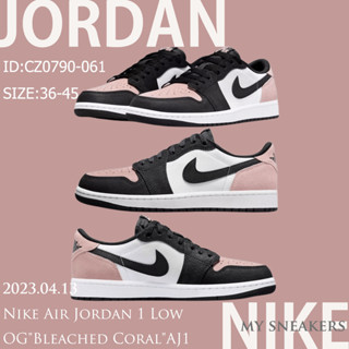 【ขนส่งฟรี】Nike Air Jordan 1 Low OG Bleached Coral ของแท้100%💯รองเท้าผ้าใบ