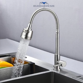 BAANHARDWARE ก๊อกอ่างล้างจาน สแตนเลสแท้ 304 ปรับได้ 2 ระดับ หมุนได้ MA-B-S1006