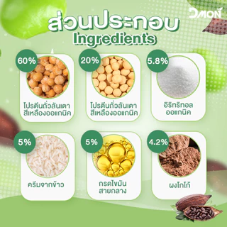 สูตรเจ Dmon โปรตีนพืช โปรตีนถั่วลันเตา ผสม MCT รสโกโก้ ขนาด 1,000 กรัม Pea Protein Vegan