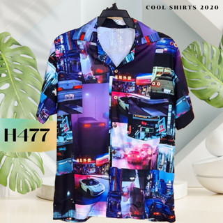 เสื้อฮาวายพิมพ์ดิจิตอล Racing car H477