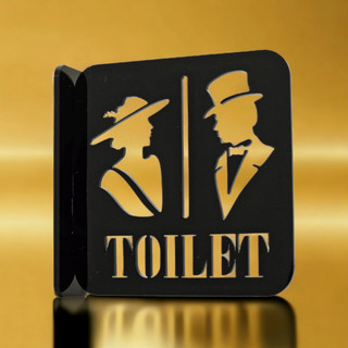 ป้ายห้องน้ำแบบตั้งฉากติดผนัง 5มิล ทรงเลดี่แอนเจนท์ Lady &amp; Gent toilet sign ป้ายห้องน้ำอคริลิคทรงคุณผู้ชาย คุณผู้หญิง