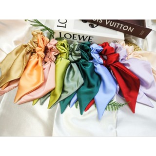 🎀 scrunchie satin bow 🎀โดนัทรัดผมผ้าซาตินอย่างดี สีสวยพาสเทลน่ารัก มีหางโบว์สวยมากๆ🇹🇭พร้อมส่ง🇹🇭