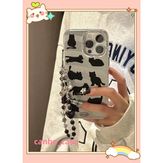 🎁ส่งของขวัญ🎁เคสไอโฟน สำหรับ 11 14 for iPhone Case 13 12 Pro Max การ์ตูน น้ำพุแมว โซ่มุก กันกระแทก เคสนิ่ม เคสโทรศัพท์