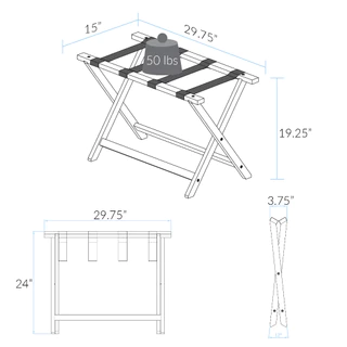 102-1X HEAVY DUTY 30"EXTRA WIDE LUGGAGE RACK ชั้นวางกระเป๋าเดินทาง วางสัมภาระ บิคนิค อุปกรณ์โรงแรม แร็ควางกระเป๋า