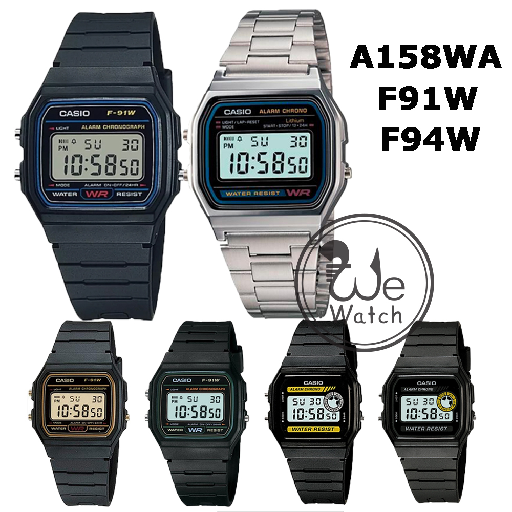 CASIO ของแท้ 💯% รุ่น F91W F94WA A158WA กันน้ำ พร้อมกล่องและประกัน1ปี F91 F94 F-91 F-94 A158WA-DF