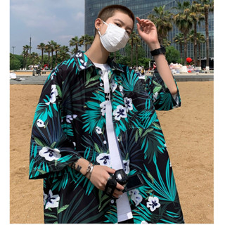 🏝️ใหม่🏝️เสื้อเชิ๊ตแขนสั้น ลายดอกไม้ เนื้อผ้าดี ใส่สบาย ใส่เป็นเสื้อคลุมก็สุดเท่ ใส่เที่ยวทะเล เดินเล่นริมชายหาด พร้อมส่ง