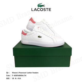 Lacoste รองเท้าผ้าใบ รุ่น Womens Powercourt Leather Sneakers Code: 7-42SFA00361T4