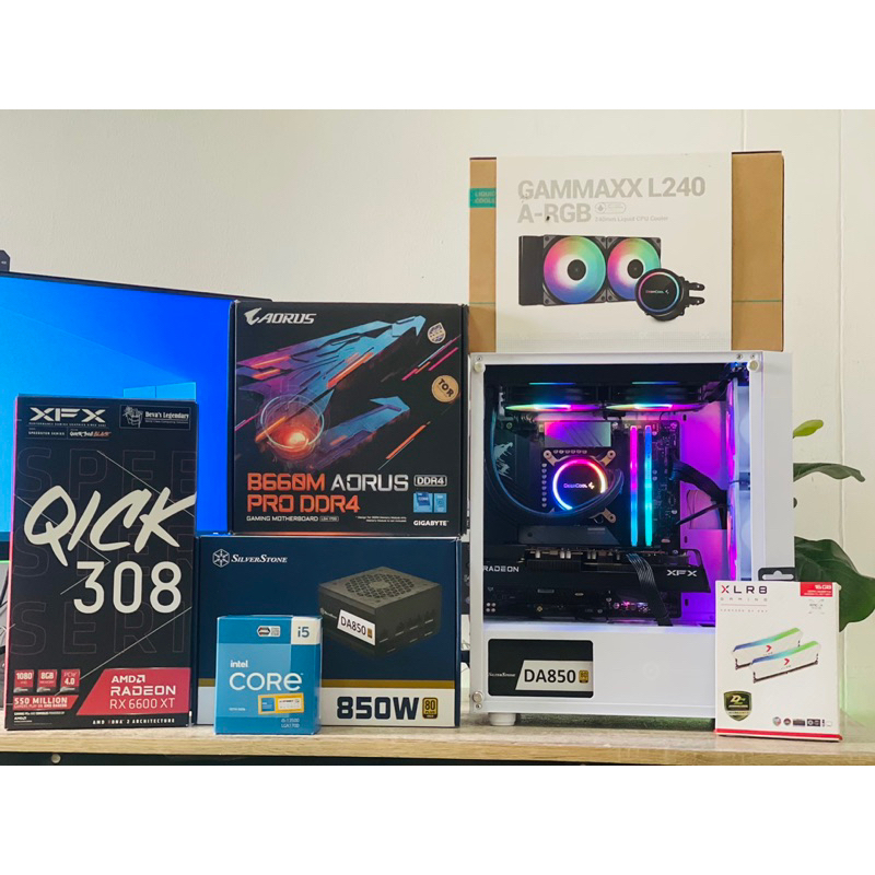 🌈i5-13500 + VGA RX6600XT 8GB + RAM16GB + M.2 NVME 1TB + PSU 850W 80+ GOLD ชุดน้ำปิด2ตอนDEEPCOOL