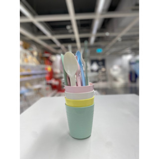 ⚡ส่งเร็วมาก  ของแท้💯 ชุดทานอาหารเด็ก อุปกรณ์ทานอาหารเด็ก สีพาสเทล ชุด ช้อน ส้อม มีด จาน ชาม ถ้วยน้ำ พลาสติก