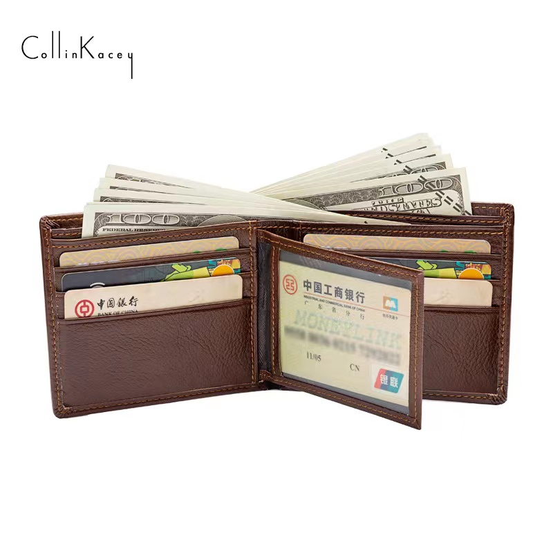 กระเป๋าสตางค์ผู้ชายหนังแท้ CollinKacey หนังวัว กระเป๋าเงินผู้ชาย ไซส์เล็กเกือบกลาง(S) ใส่เหรียญแบบซิป พร้อมส่งฟรีกล่อง❗❗