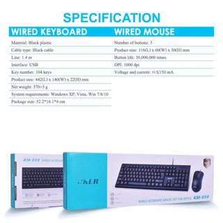 💢คีย์บอร์ด+เมาส์OKER รุ่น KM-999  🔰แป้นพิมพ์ใช้งานง่ายไม่ต้องลงไดรฟ์เวอร์ หัวเสียบ USB 💦