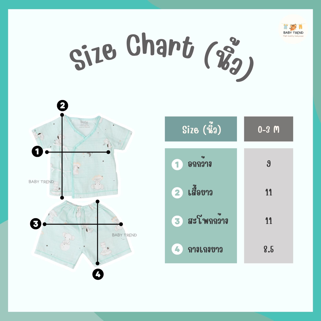 Little Home Baby ชุดเซ็ทเสื้อผูกหน้าและดุมหน้าพร้อมกางเกงทารก 0-3 เดือน ผ้ามัสลิตคอตตอนทอตาราง นุ่มๆ