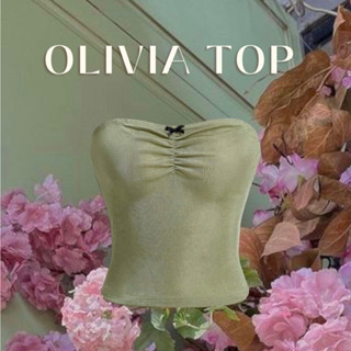 🍐พร้อมส่ง~Olivia Top | โอลิเวีย ^^🍋 ( เกาะอกติดโบว์ )