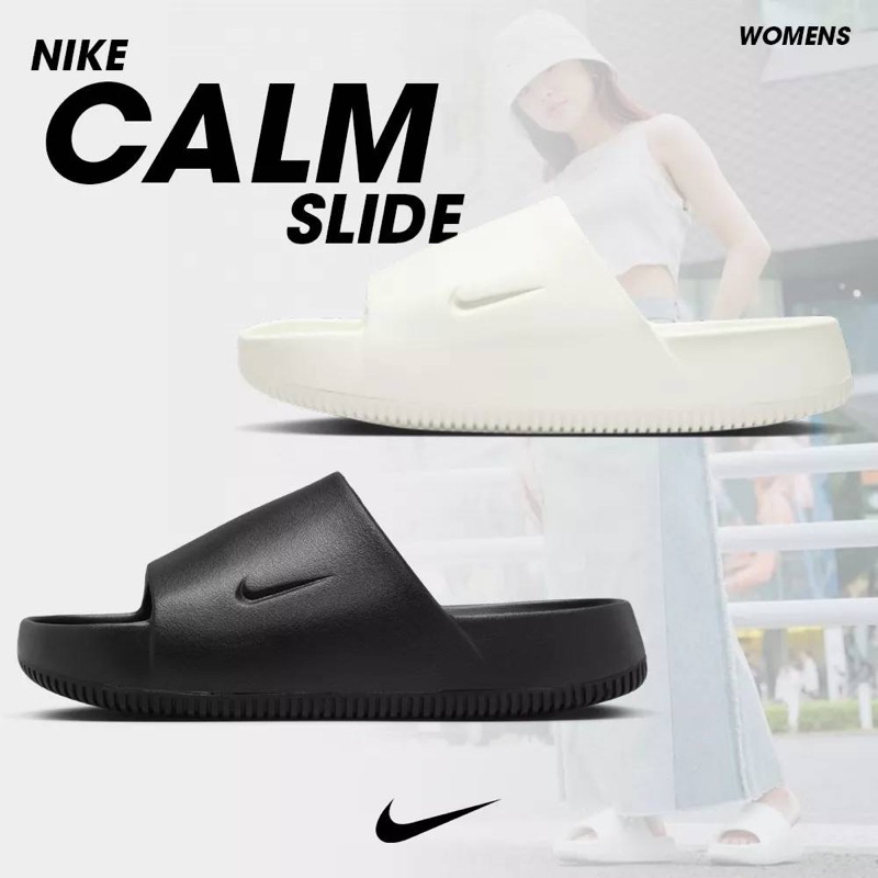 🔥สีเข้าใหม่🔥 รองเท้าแตะ Calm Slide Unisex 2023 ผิวหยาบพื้นโลโก้