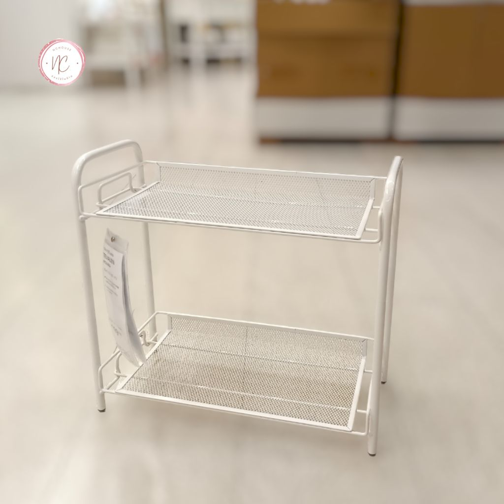 IKEA อิเกีย ชั้นวางของ 2 ชั้น ขนาด 36x17x33 ซม. ทำจากเหล็ก สีขาว รุ่น TEVALEN อิเกีย แท้
