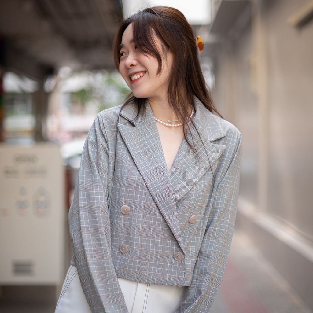 farisclothes (F01) เสื้อแขนยาว สก๊อต ชุดทำงาน เกาหลี สาวอวบใส่สวย