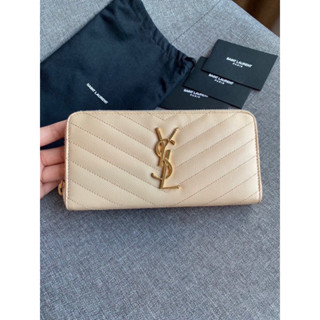 🍒Yves Saint Laurent กระเป๋าสตางค์คาเวียร์/ที่ใส่บัตรผู้หญิง/กระเป๋าสตางค์ใบยาว #YSL