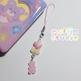 Jelly bear pink Keychain พวงกุญแจ​ลูกปัด​ สาย​ห้อย​โทรศัพท์​