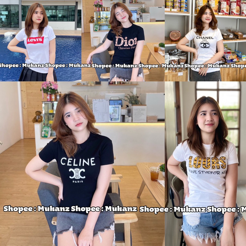 💗CYW SHOP พร้อมส่งเสื้อยืดรัดรูปนมโตราคาหลักสิบเรทส่งถูกมาก 💗