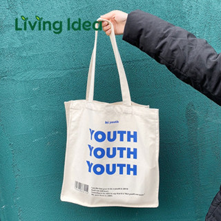 Living Idea กระเป๋าผ้า YOUTH กระเป๋าสะพายผ้าแคนวาส มินิมอลแฟชั่น