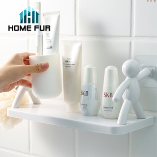 Home Fur ชั้นวางของติดผนัง ไม่ต้องเจาะผนัง ที่แขวนในห้อง ชั้นวางของห้องครัว