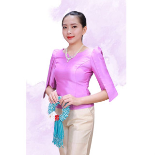 เสื้อไหมสี่เส้นคอหัวใจกรรณิกา(ท17)