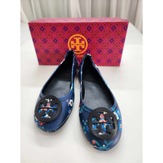 รองเท้าคัทชู รองเท้าส้นแบน ทอรี เบิร์ช Tory Burch Minnie Travel Ballet With Logo Printed Nappa Leather US 5.5