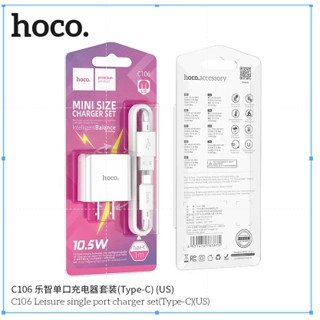 Hoco C106  10.5W ปลั๊กชาร์จไฟบ้าน Hoco C106 หัวชาร์จ 1 USB พร้อมจอบอกความเร็วขณะชาร์จ HOCO C106 หัวชาร์จ 1 พอร์ต พร้อมสา