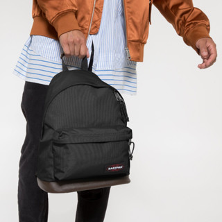 EASTPAK รุ่น Wyoming Leather Bottom Backpack (EK811) กระเป๋าเป้ เป้สะพายหลัง กระเป๋าสะพาย ตูดหนัง