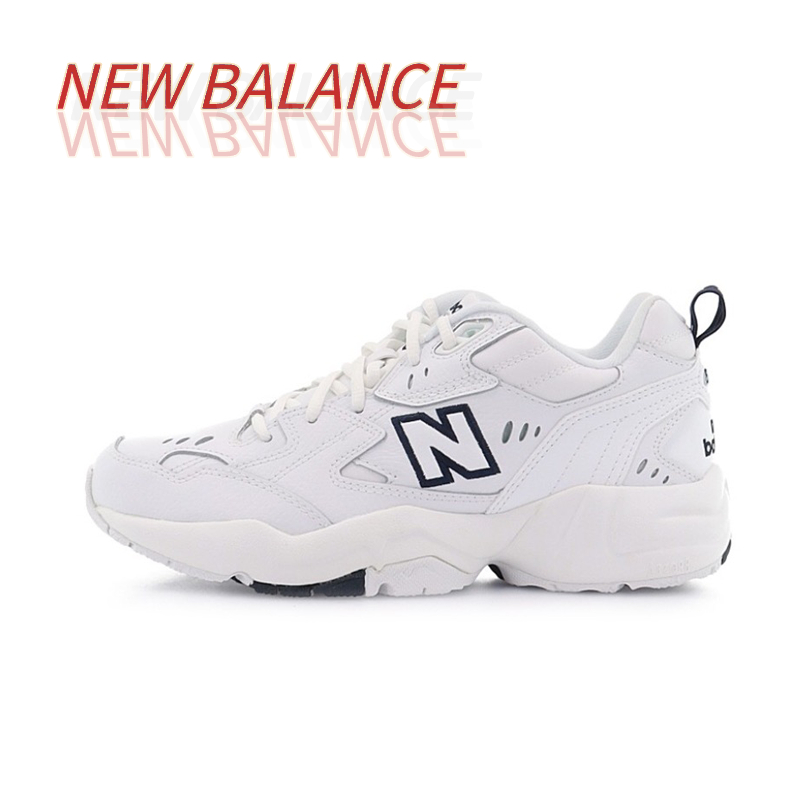 New Balance 608 V1 รองเท้าผ้าใบส้นเตี้ยกันลื่นดูดซับแรงกระแทกสีขาวของแท้ 100%