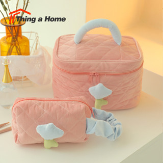 Thing a Home กระเป๋าจัดระเบียบ กระเป๋าเครื่องสำอาง ผ้าลูกฟูก รุ่นใหม่ สีหวานละมุน มี 2ขนาดให้เลือก