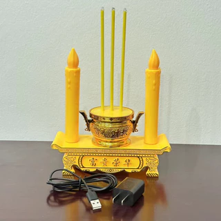 ชุดธูปเทียนไหว้เจ้าled กระถางธูปไฟฟ้า การใช้ปลั๊กไฟและอินเทอร์เฟซ USB ความยาวสายไฟ 1.5 เมตร