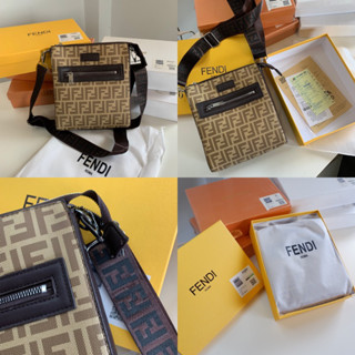 z2813 **สินค้าแนะนำ ป้าย Fendi กระเป๋าสะพายข้าง leather bag สีแบรนด์ น้ำตาลเหลือง unisex หนังอย่างดี
