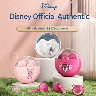 Disney Q50 หูฟังไร้สายบลูทูธ 5.3 รูปแบบหมีสตรอเบอร์รี่Lotso Lilo &amp; Stitch Angel HiFi,คุณภาพเสียงดี,ใช้เวลานาน