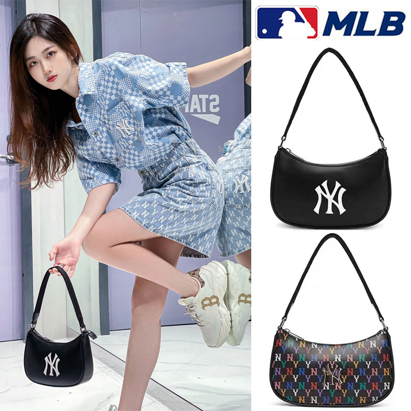2024 new กระเป๋า MLB handbag shoulder bag pu leather แท้ กระเป๋าถือ NY UNISEX CURVED CAPNY NEW YORK YANKEES