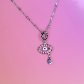 VIOLET EVIL EYE NECKLACE SET สร้อยคอเงินแท้พร้อมจี้