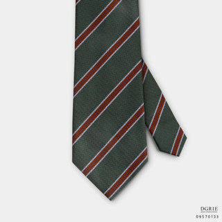 Dark Green Strpie Orange Madras Pattern 3 Inch Necktie - เนคไทสีเขียวเข้มลายทางสีส้ม