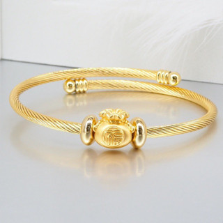 Charm ถุงทองร้อยกำไลสเตนเลส ทองคำแท้ 99.9%