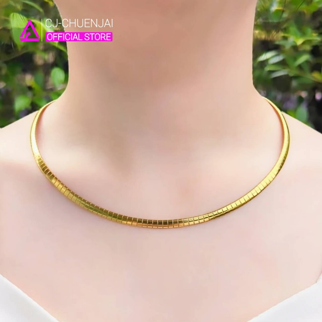 CJ สร้อยลายโชคเกอร์ กว้าง4,6,8มิล สีทอง สแตนเลสทองเลเซอร์ ไม่ลอกไม่ดำ *แถมตะขอก้ามปู*